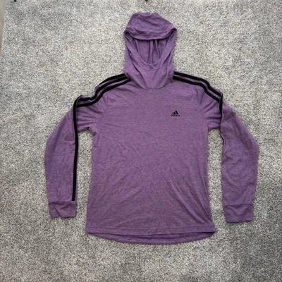 Adidas Hoodie Shirt Mens Small Climalite Long Sleeve Pullover 3 Stripe Athletic - Image 1 of 4
