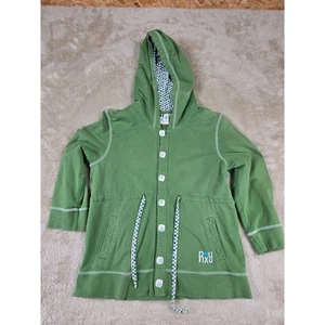 Roxy Giacca con Cappuccio Verde Ragazza Bottone Frontale Coulisse Cappuccio L XL - Foto 1 di 10