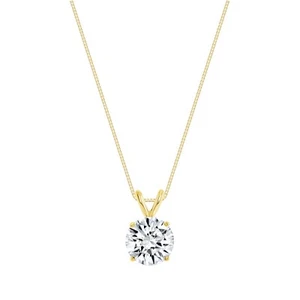IGI F/VS 2 Ct Round Lab Created Grown Diamond Pendant Necklace 18K Yellow Gold - Picture 1 of 3