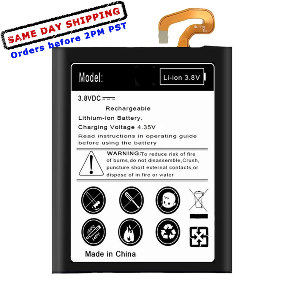 Batería de repuesto 4900 mAh BL-T32 para teléfono inteligente LG G6 H870 H871 H872 LS993 VS998 Foto 1 de 1