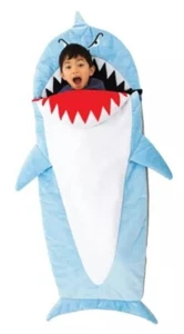 Bixbee Shark Sleeping Bag Blanket Soft Cozy Flannel Hoodie Wearable Jumpsuit - Picture 1 of 7