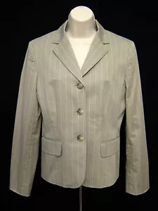 ANN TAYLOR Women Size 6 Gray Blazer Stripe Single Breasted Three Button - Picture 1 of 6