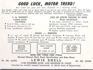 Lewie Shell Auto Parts Sales Cams Exhaust Los Angeles CA Vintage Print Ad 1949 - Picture 1 of 4