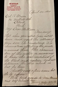 Antique 1890 DR BIGGAR Cleveland Ohio Signed Letter Rheumatism Medical - Picture 1 of 6
