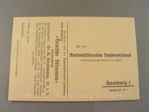 112197, Postkarte des Nationalliberalen Landesverband, für "Deutsche Stimmen" - Picture 1 of 1