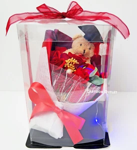 Graduation Plush Cap Brown Bear Stuffed Doll Party Favor Gift Rose Bouquet 2025 - Picture 1 of 7