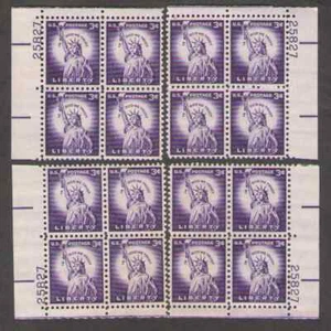 US. 1035. 3c. Statue of Liberty, 4 Position Matched PB4 #25827. MNH. 1966 - Picture 1 of 2