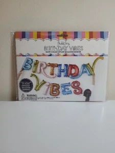 Pached Party Birthday Vibes Multi Color Mylar Balloon Banner 22 Feet - Picture 1 of 5