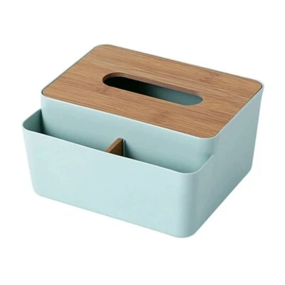 Wooden Cover Tissue Box with Table Organiser Slots - Image 1 of 4