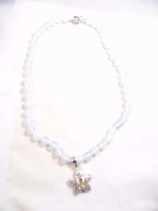 Nuevo collar de gemas de opalita/prasiolita de 8 mm (cuentas) 30x20 mm (colgante) 17-20" #JN1069 - Imagen 1 de 1