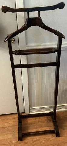 Mid Century Men's Wooden Suit Clothes Valet SPQR Italy Wardrobe Stand Cover