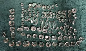 Gran Lote Antiguo Cristal Araña Prismas, Cadena, Botones, Latón - Imagen 1 de 9