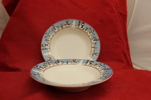 Cambridge Potteries Snowmen Serenade 1997 Toby Pieri 2 Rimmed Bowls Christmas - Picture 1 of 3