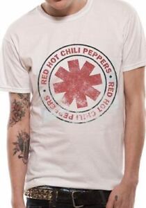 Red Hot Chili Peppers T Shirt Vintage Distressed Logo Official White Mens Merch