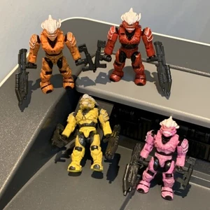 Lote 4 piezas Figura Halo Mega Bloks UNSC Amarillo Rosa Rojo Naranja Hayabusa Spartan - Imagen 1 de 10