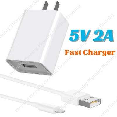 5V 2A USB Port Wall Charger AC to DC Power Adapter For iPhone 14 13 12 11 XR 8 7 - Image 1 of 4