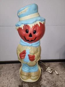 Vintage Empire Pumpkin Scarecrow Trick or Treat Lighted Halloween Blow Mold 34" - Picture 1 of 4