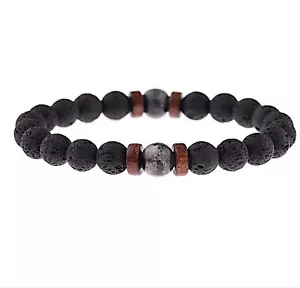 Stylisches Glücks-Armband Yoga Chakra Kettchen Lavasteine Mondstein-Perlen - Bild 1 von 9