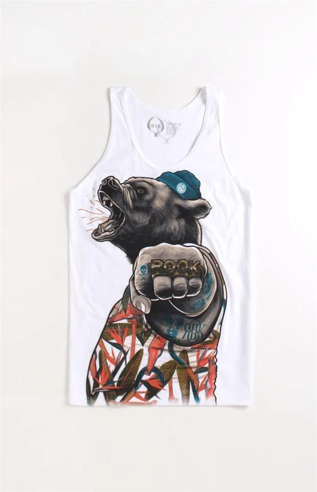 Camiseta sin mangas Rook Clothing Bear Knucks 2 blanca para hombre nueva con etiquetas Foto 1 de 1