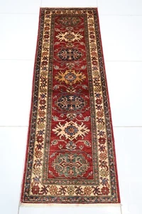 2 x 6 ft Hallway Tribal Runner Rug Afghan Hand Knotted veg dyes Wool Bedroom Rug - Picture 1 of 10