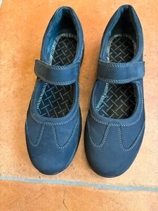 1 Paar Medicus Ballerina Heidi mit Klettverschluss, gebraucht, Größe 7 1/2, Blau - Bild 1 von 10
