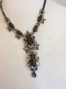$195 Givenchy Hemitate Tone & Dark Wood Necklace 214B - Picture 1 of 6