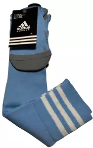 adidas Soccer Socks Men 5-8.5 Slightly Imperfect 1 Pair Blue Trefoil 3 Stripe - Picture 1 of 10