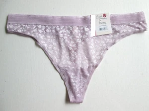 Size 7 L 12-14 NWT Secret Treasures Purple Leopard Lace Thong Panty Underwear - Picture 1 of 4