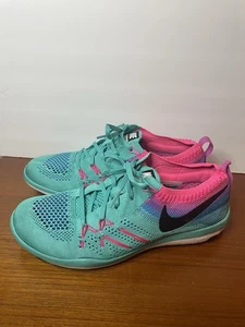 Nike Free TR Focus Flyknit Turnschuhe Damengröße 7 Hyper Jade Pink Blast Schuhe - Bild 1 von 6