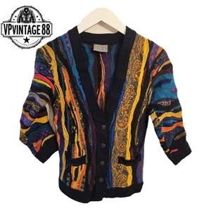 Vintage Coogi 90s Australia 3D Knit Cardigan Unisex Colourful Bold Rare Jumper - Picture 1 of 8