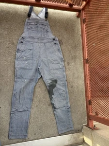 Duluth Trading Co Blue White Railroad Garden Overalls Women’s S X 31 Workwear  - Picture 1 of 5