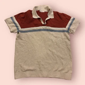 Marine Layer Polo Shirt Mens Medium Multicolor Short Sleeve Preppy Textured Rib - Picture 1 of 6