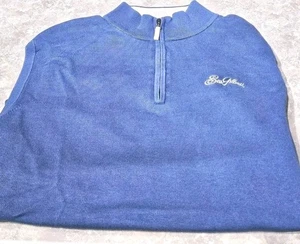 PETER MILLAR-Blue Silk/Cttn/Cashmere, Mens 1/3.Zip, Logo Golf Sweater Vest-(XXL) - Picture 1 of 4