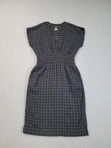 Ace&Jig Women Midi Dress M Black Polka Dot Waist Compression V Neck Casual - Picture 1 of 18