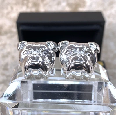 Gemelos Dunhill cara de bulldog plata de ley 925 con caja Foto 1 de 4