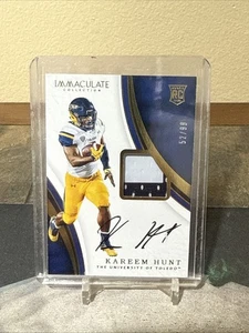 KAREEM HUNT 2017 MAKELLOSE SAMMLUNG RPA 2 FARB PATCH AUF KARTE AUTO RC #D /99 - Bild 1 von 1