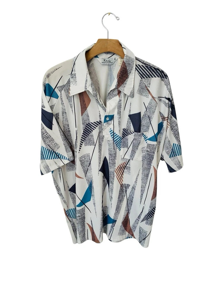 Camisa Polo De Colección Lilly Dache Para Hombres XL Multi Años 70 80 Disco Atómica Retro Geométrica Foto 1 de 4