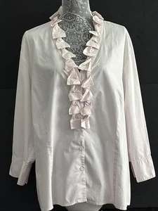 Talbots hübsche rosa 95% weiche Baumwolle Knopfleiste Bluse Band Details Größe 24W. - Bild 1 von 9