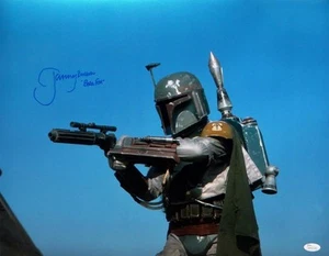 Foto firmada por Jeremy Bulloch Star Wars Boba Fett fondo azul 16x20 JSA W auténtica - Imagen 1 de 5