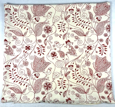 Funda de almohada IKEA Ransby 20” X 20” crema con cosido rojo caprichoso floral y pájaro Foto 1 de 4