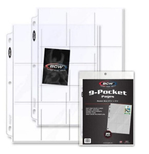 New, 20 Pack, BCW Pro-9 Pocket Pages For Trading Card 3 Binder Album