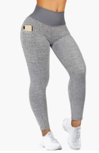 Pantalones de compresión para mujer Levantamiento de glúteos cintura alta Leggings con bolsillos Gris XL - Imagen 1 de 13