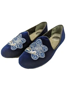 Marc Jacobs Blue Velvet Mocassino Space Shuttle Slipper Womens 5 EU 36 Flat Shoe - Picture 1 of 6