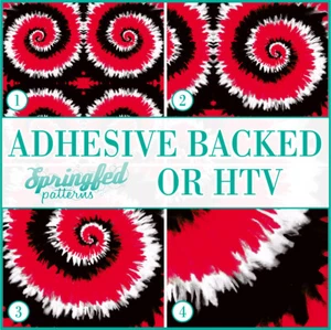 TIE-DYE Pattern RED, BLACK & WHITE Adhesive or HTV Heat Transfer Vinyl - Picture 1 of 2