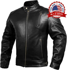 Chaqueta De Cuero Para Moto De Primavera Para Hombre Chamarra De Piel Cálida XXL - Picture 1 of 7