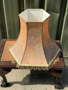 VINTAGE ORANGE ROSA GLAS QUASTE GROSSER STAND LAMPENSCHIRM - Bild 1 von 8