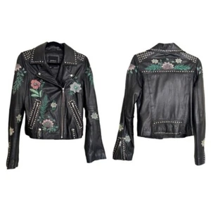 Barney's Original bestickte Nieten 100 % Lederjacke Damengröße 8 - Bild 1 von 15