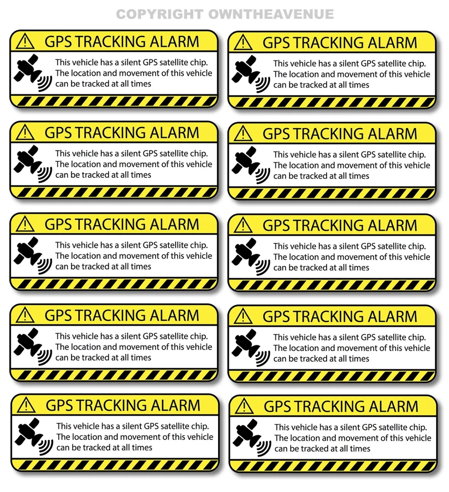 x10 Advertencia GPS Rastreo Alarma Calcomanía Antirrobo Calcomanías Adhesivas para Coche 4" Pulgadas Foto 1 de 2