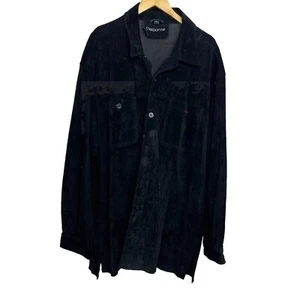 Claiborne Herren XXL schwarzes Echtleder schweres Button Down Hemd - Fehler - Bild 1 von 8