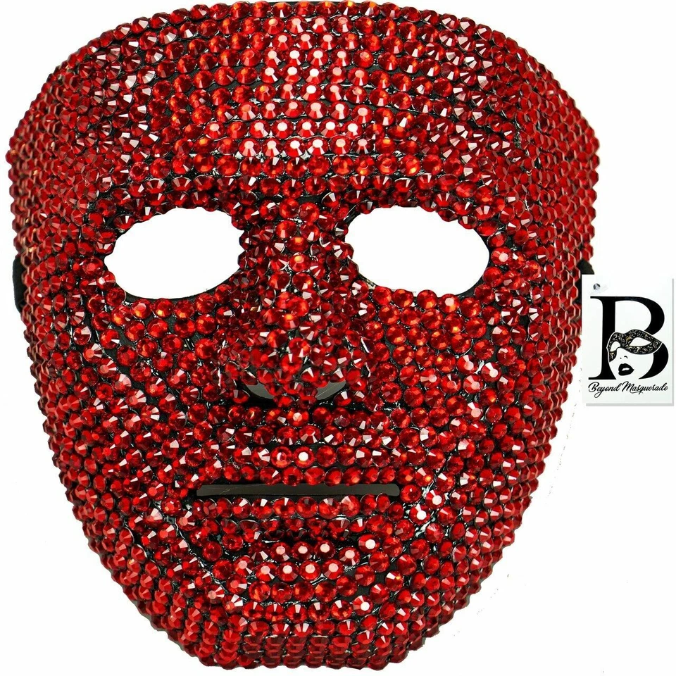 Máscara de bola de mascarada de diamantes de imitación Krump Dance Mime máscara facial completa roja Halloween Foto 1 de 1